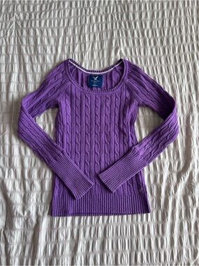 American Eagle Outfitters Purple Cable Knit Sweater (M)